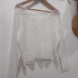 White Mesh Cropped Top - Light Whimsigoth Ethereal Y2K Layers Celestial